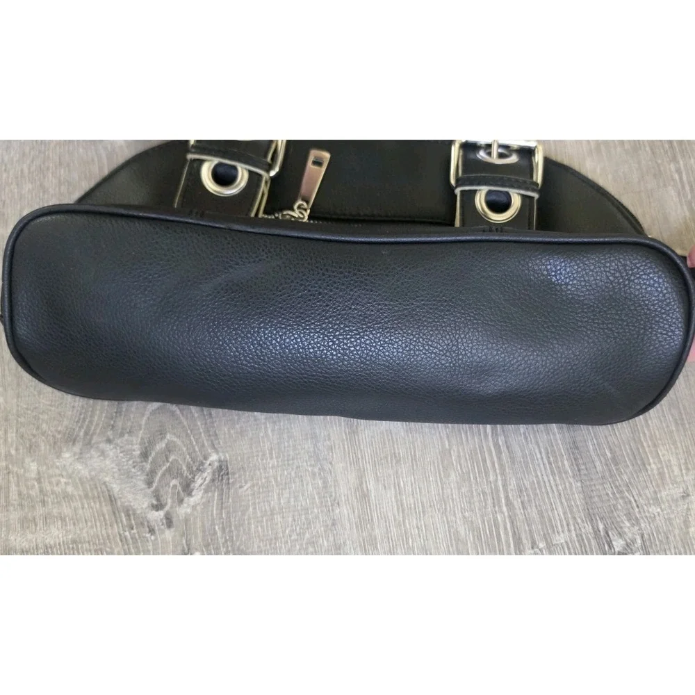 Vintage Chateau Y2K Black Hobo Bag Double Buckle Hardware Grunge Shoulder Purse